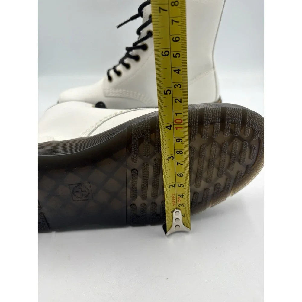 Dr. Martens Patent Leather Combat Lace-Up Ankle Boots White/Black Men 7